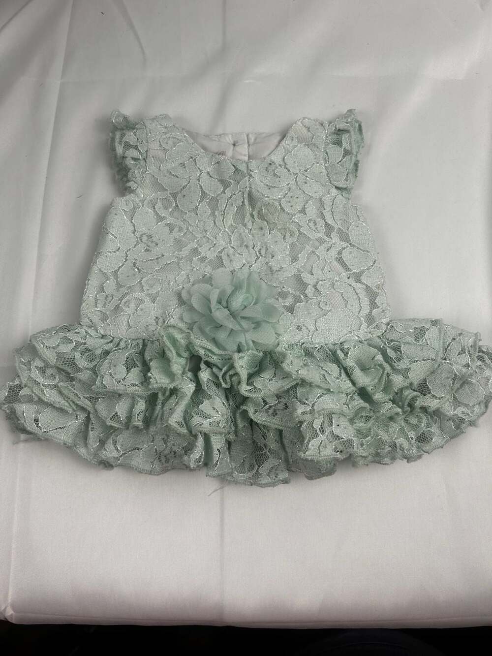 Mia & Mimi Teal Lace Ruffle Dress for Girls 0-3 Months